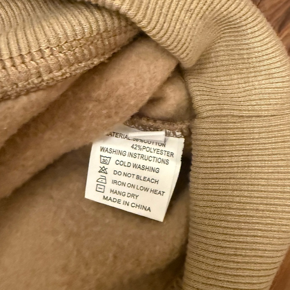 Women’s Tan Quarter-Zip Pullover Sweatshirt Size Large - Picture 6 of 10